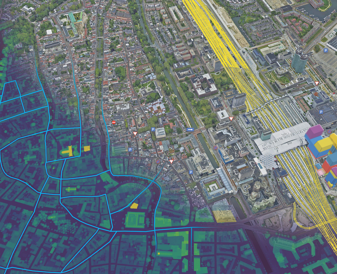 A 3D map of Los Angeles with buildings represented as white blocks
