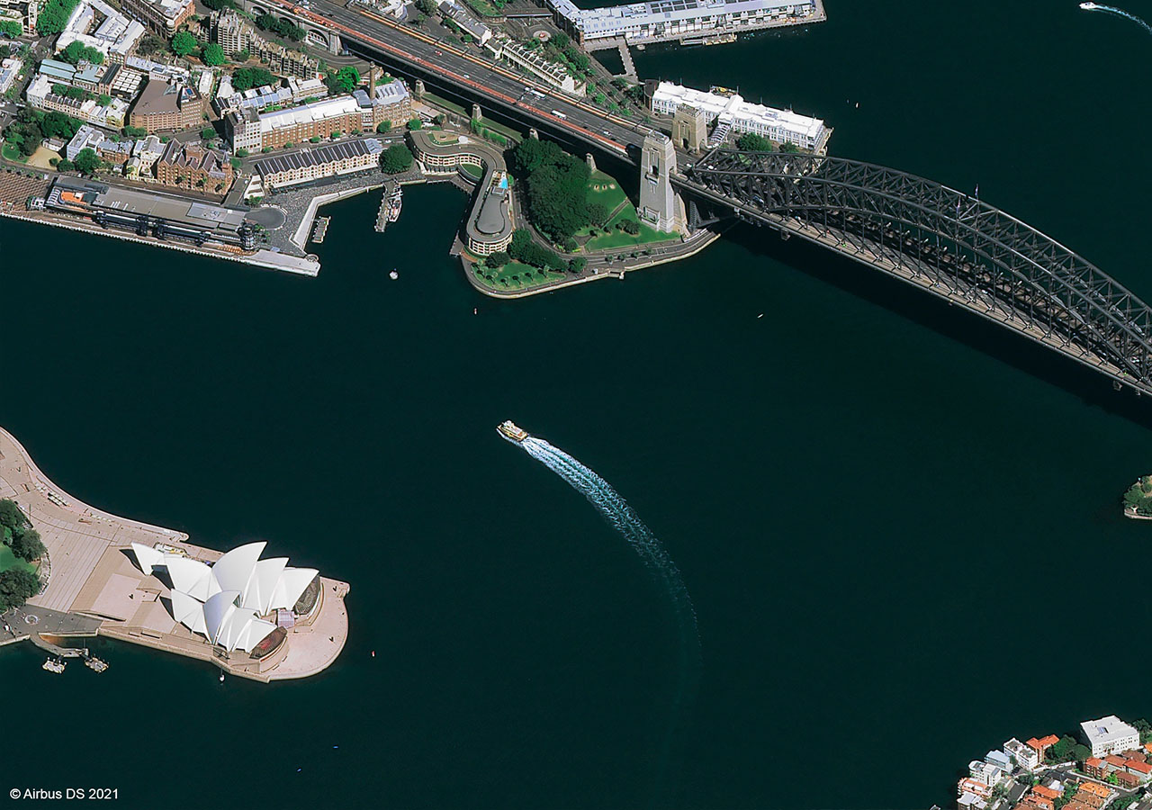 Una imagen Pléiades Neo nativa de 30 cm de Sídney (Australia), obtenida el 1 de octubre de 2021 con un ángulo de incidencia de 50º