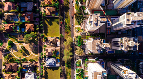 Vista aérea de un área urbana