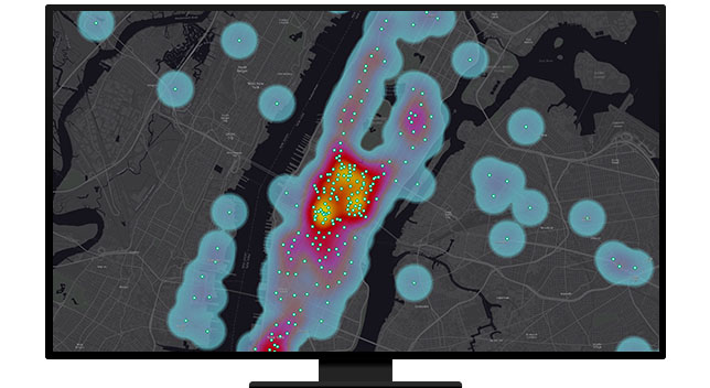 Un gráfico de un monitor de ordenador que muestra un mapa de calor en azul, rojo y amarillo sobre un fondo gris