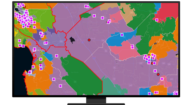 Un gráfico de un monitor de ordenador que muestra un mapa multicolor con áreas separadas por colores