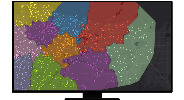 Un gráfico de un monitor de un ordenador portátil que muestra un mapa con áreas sombreadas en muchos colores