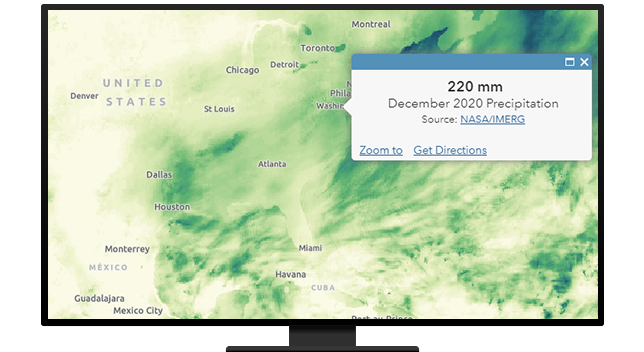 Un monitor de ordenador de sobremesa que muestra un mapa de precipitaciones de Texas