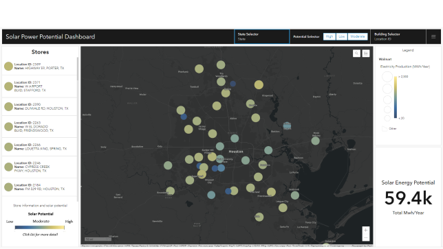 Cuadro de mando con mapa y métricas