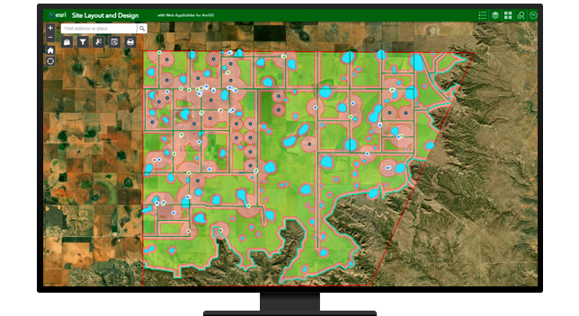 Un ordenador de sobremesa que muestra un mapa de distribución y diseño del sitio