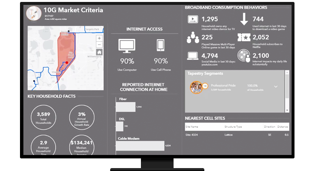 A graphic of a computer monitor displaying a map dashboard with a small white and red map and various statistics and data points in white on a gray background