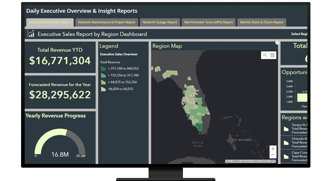 A graphic of a computer monitor displaying a map dashboard in gray and brown