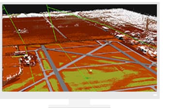 Aerial map of airport overlaid with data