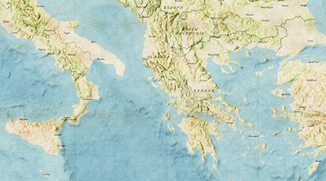 Mapa en relieve del Mediterráneo
